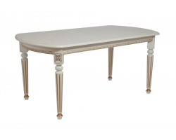 Стол овальный "Милорд-170" (90х170х220 / Слоновая кость/патина золото)