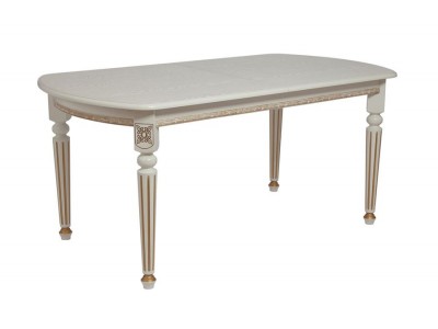 Стол овальный "Милорд-170" (90х170х220 / Слоновая кость/патина золото)