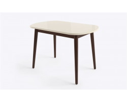 БЕЙЗ МХ Стол раздвижной со стеклом 110(140)Х70 см, Кремовый/Темное дерево