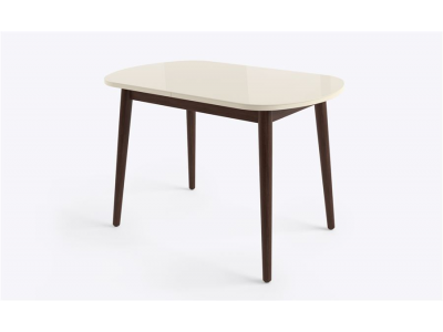 БЕЙЗ МХ Стол раздвижной со стеклом 110(140)Х70 см, Кремовый/Темное дерево