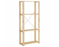 Стеллаж Хей с полками из реек (натуральный) 120х78х30