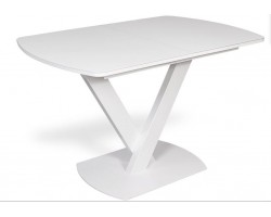 Стол раздвижной со стеклом "ANTON-120" (Белый оптивайт / Белый) 120(160)х80