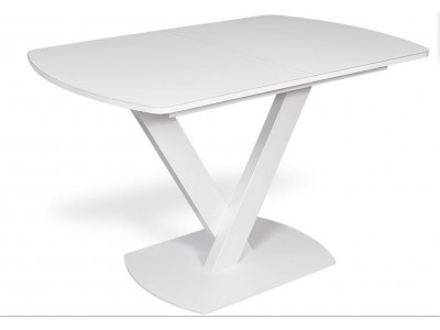 Стол раздвижной со стеклом "ANTON-120" (Белый оптивайт / Белый) 120(160)х80