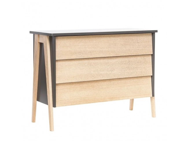 Комод "Сканди" 3 ящ. (Натуральное дерево/серый ясень)