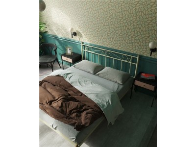 Кровать "Франческа" без изножья (160х200/ноги металл/цвет Бежевый)