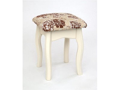 Табурет из массива березы (Розы светлые-ткань/Слоновая кость каркас)