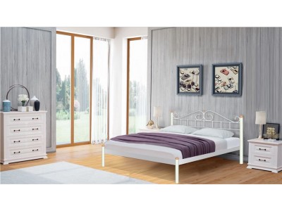 Кровать односпальная "Розана" (120х200/металлическое основание) Белый