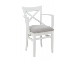 Кресло полумягкое "Соло" венское (Тон 9 Эмаль белая / ткань:Вивальди 06)