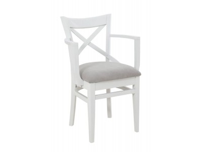 Кресло полумягкое "Соло" венское (Тон 9 Эмаль белая / ткань:Вивальди 06)