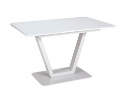 Стол раздвижной со стеклом "Vincent-120" (Белый оптивайт / Белый) 120(160)х80
