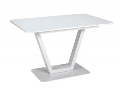 Стол раздвижной со стеклом "Vincent-120" (Белый оптивайт / Белый) 120(160)х80