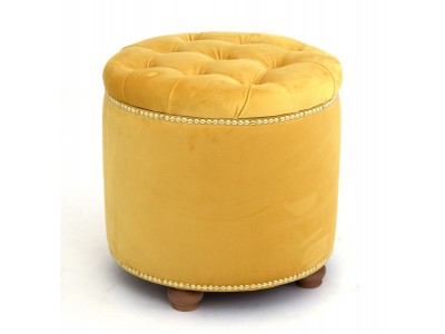 Банкетка Chester VS-02 круглый TOGAS (COL 09 горчичный/ноги темный орех) велюр