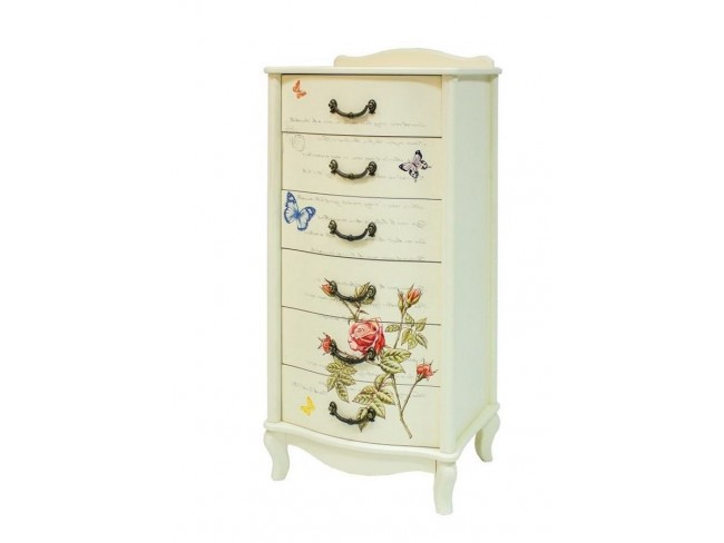 Комод "Джульетта" узкий 6 ящ. (дуб шампань/Прованс) Вис