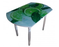 Стол обеденный 833-С (Лайм (ЧС-01) / ноги точенка Белые) фото печать