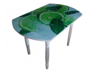 Стол обеденный 833-С (Лайм (ЧС-01) / ноги точенка Белые) фото печать