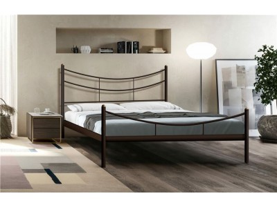 Кровать двуспальная "Luna" (180х200/металлическое основание) Коричневый бархат