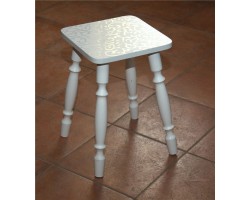 Табурет на деревянных ногах (Белые цветы (лоза) 2553) Белый