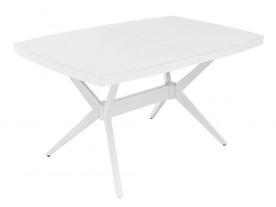 Стол раздвижной "Оскар 2М" Glass (140 (40)90 / Цвет дерева: Тон 9 эмаль Белая / стекло Белое RAL 9003)