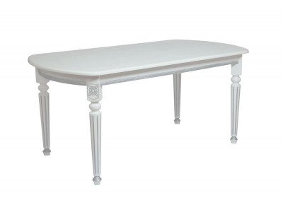 Стол овальный "Милорд-170" (90х170х220 / белый/патина серебро)