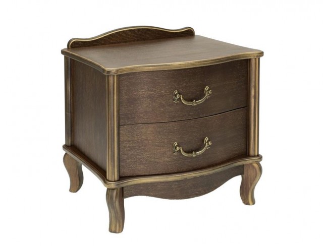Тумбочка прикроватная "Джульетта" 2 ящ. (орех/золотая патина) Вис