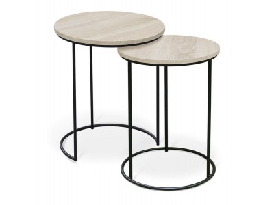 Стол журнальный СТ 7-SHT (ЛДСП/металл, дуб беленый/черный муар)