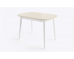 БЕЙЗ МХ Стол раздвижной со стеклом 110(140)Х70 см, Кремовый/Белый