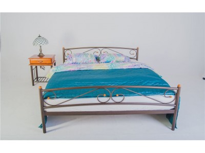 Кровать двуспальная Валерия с изножьем (160х200/металлическое основание) Коричневый бархат Кровать двуспальная Валерия с изножьем (160х200/металлическое основание) Коричневый бархат