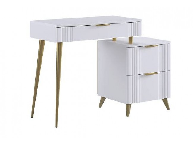 Туалетный столик Катрин Голд (без зеркала) белое дерево/золото